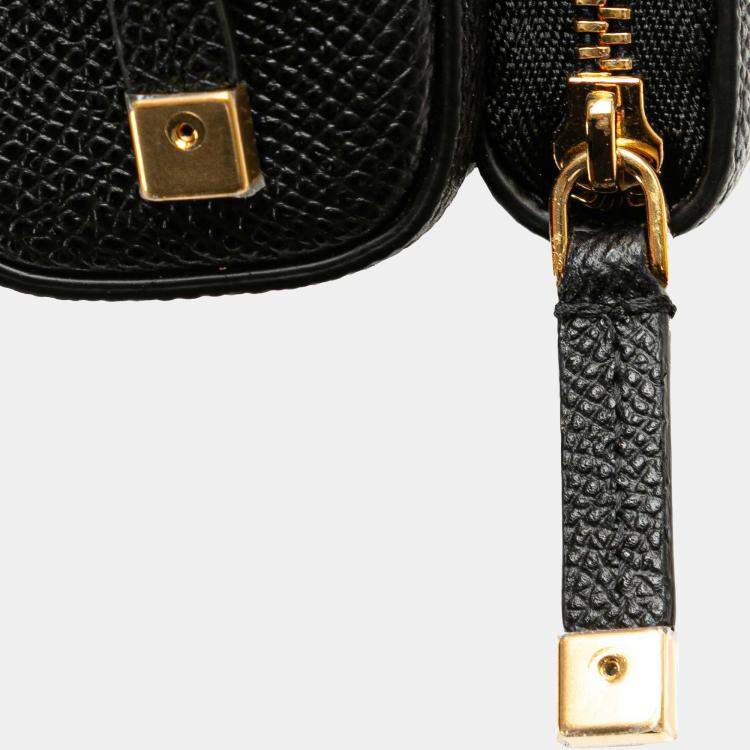 Pre Owned Dior Black Grained Calfskin Caro Double Pouch