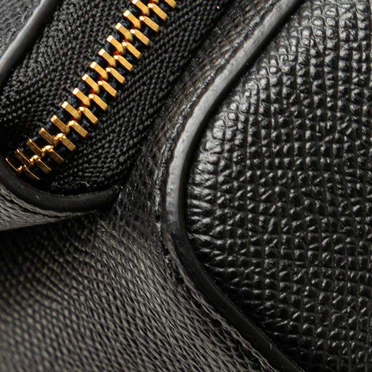 Pre Owned Dior Black Grained Calfskin Caro Double Pouch