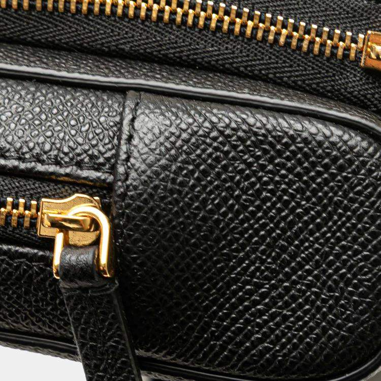 Pre Owned Dior Black Grained Calfskin Caro Double Pouch