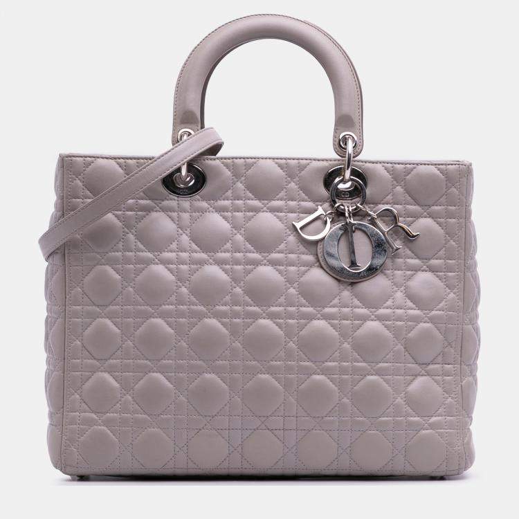 Pre Owned Dior Purple Large Lambskin Cannage Lady Dior