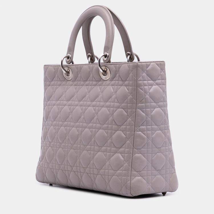 Pre Owned Dior Purple Large Lambskin Cannage Lady Dior