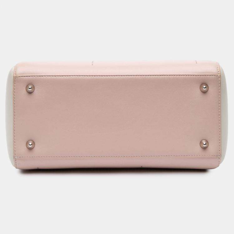 Pre Owned Dior Grey/Pink Medium Bicolor Lambskin Macrocannage Stitched Lady Dior