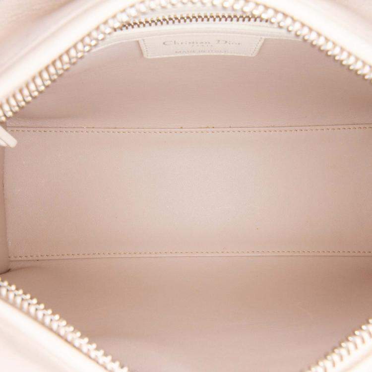 Pre Owned Dior Grey/Pink Medium Bicolor Lambskin Macrocannage Stitched Lady Dior