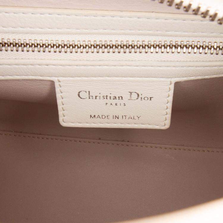 Pre Owned Dior Grey/Pink Medium Bicolor Lambskin Macrocannage Stitched Lady Dior