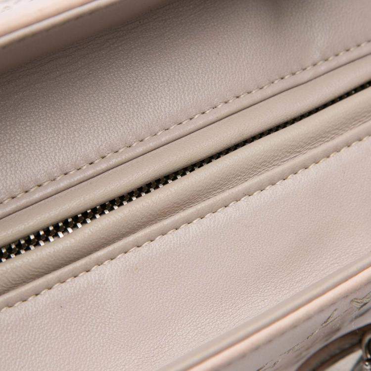 Pre Owned Dior Grey/Pink Medium Bicolor Lambskin Macrocannage Stitched Lady Dior