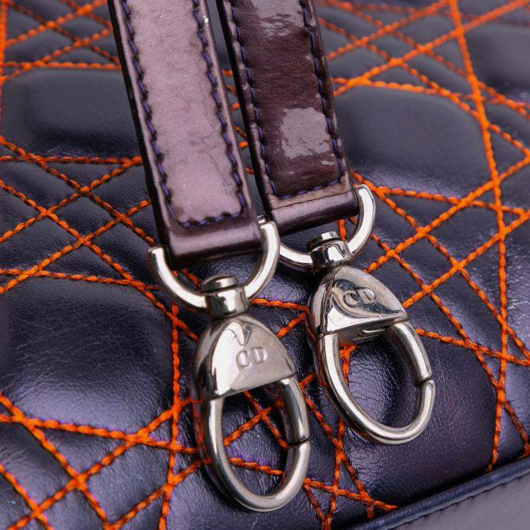 Pre Owned Dior Black Anselm Reyle Medium Metallic Lambskin Cannage Lady Dior