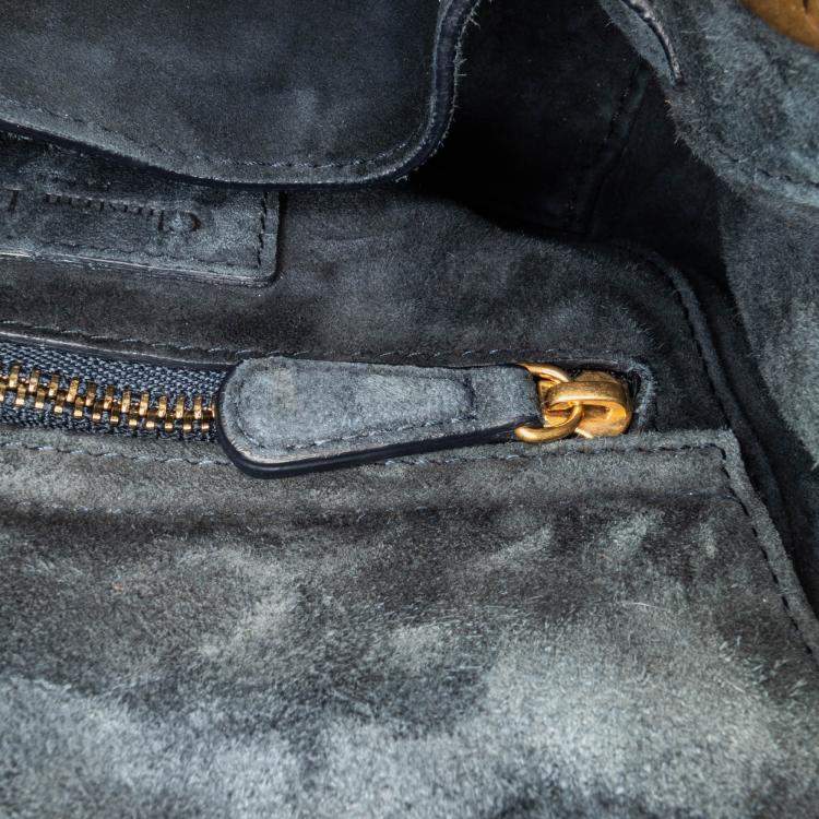 Pre Owned Dior Navy Blue Mini Denim Cannage Studded Supple Lady Dior