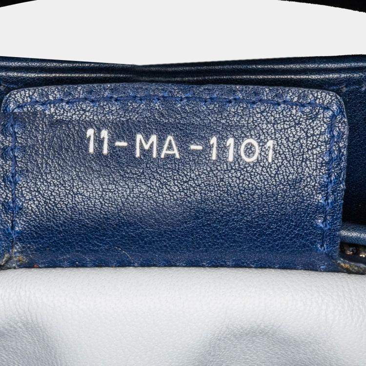 Pre Owned Dior Blue Medium Lambskin And Tweed Cannage Lady Dior