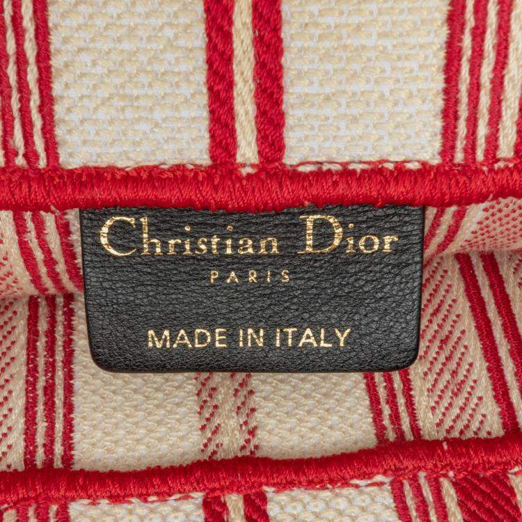 Pre Owned Dior Red Large Striped Book Tote