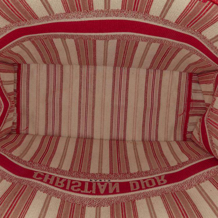 Pre Owned Dior Red Large Striped Book Tote