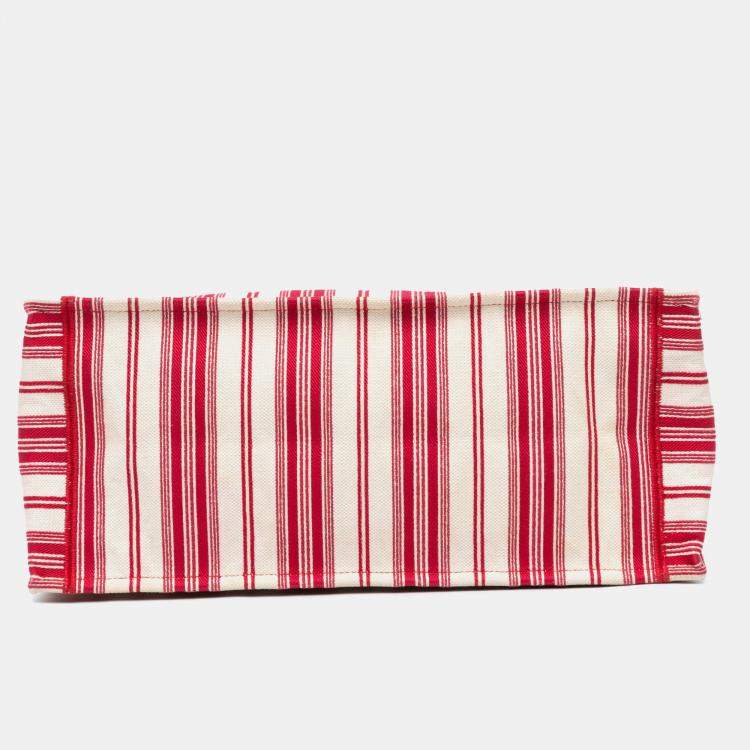 Pre Owned Dior Red Large Striped Book Tote