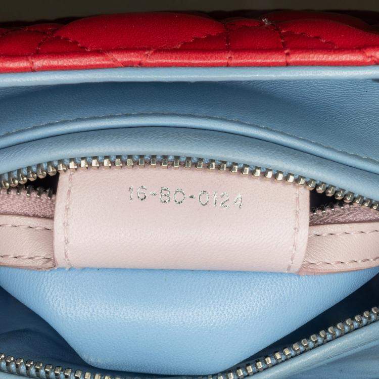 Pre Owned Dior Medium Tricolor Lambskin Cannage Lady Dior