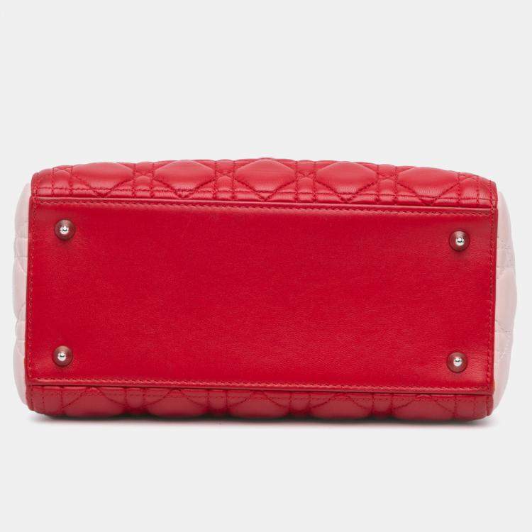 Pre Owned Dior Medium Tricolor Lambskin Cannage Lady Dior