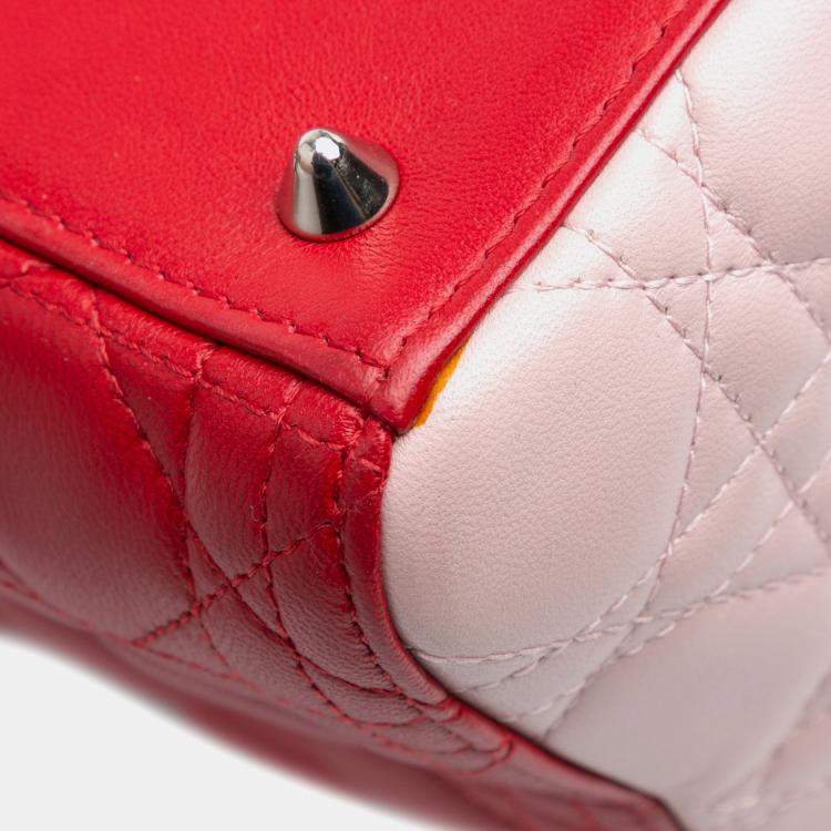 Pre Owned Dior Medium Tricolor Lambskin Cannage Lady Dior
