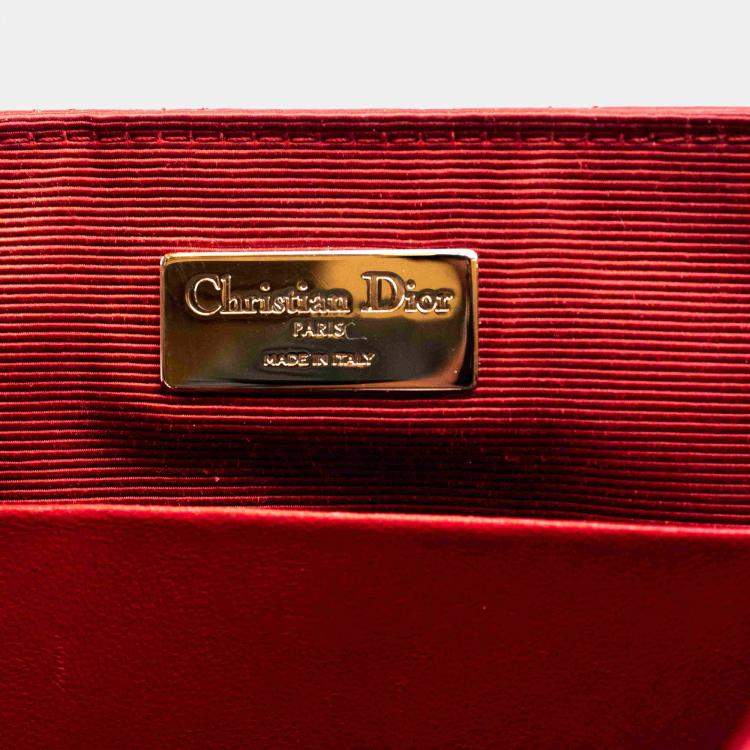 Pre Owned Dior Stardust Small Red Lambskin Quilted Cannage Backpack