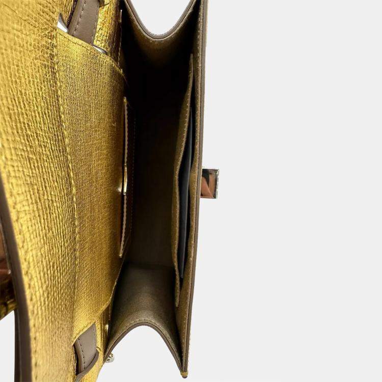 Pre Owned Dior Diorever Gold Leather Clutch Bag