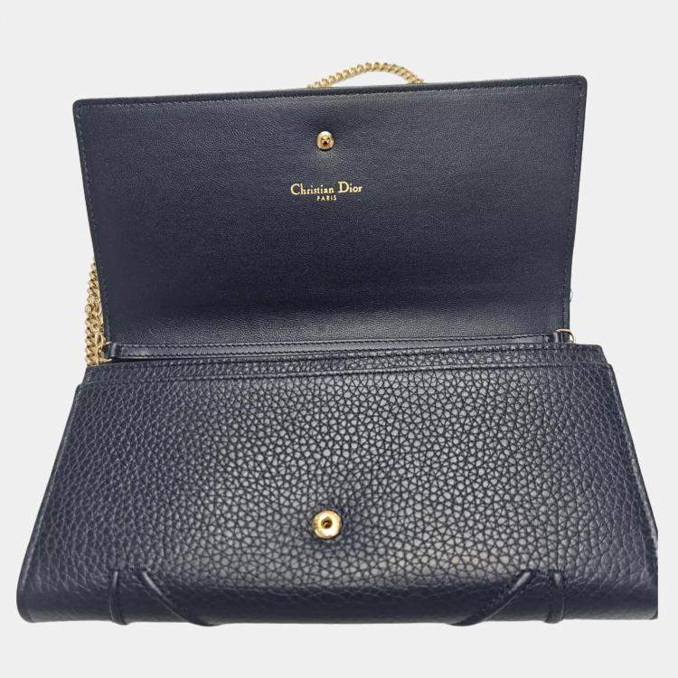 Pre Owned Dior Diorama Blue Leather Wallet on Chain