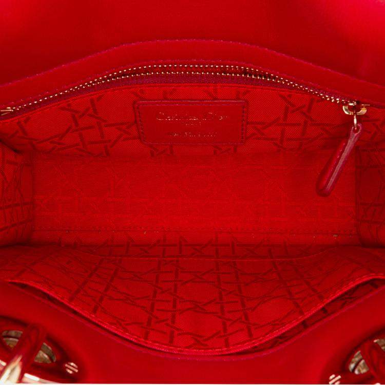 Pre Owned Dior Red Small Lambskin Cannage My ABCDior Lady Dior Bag