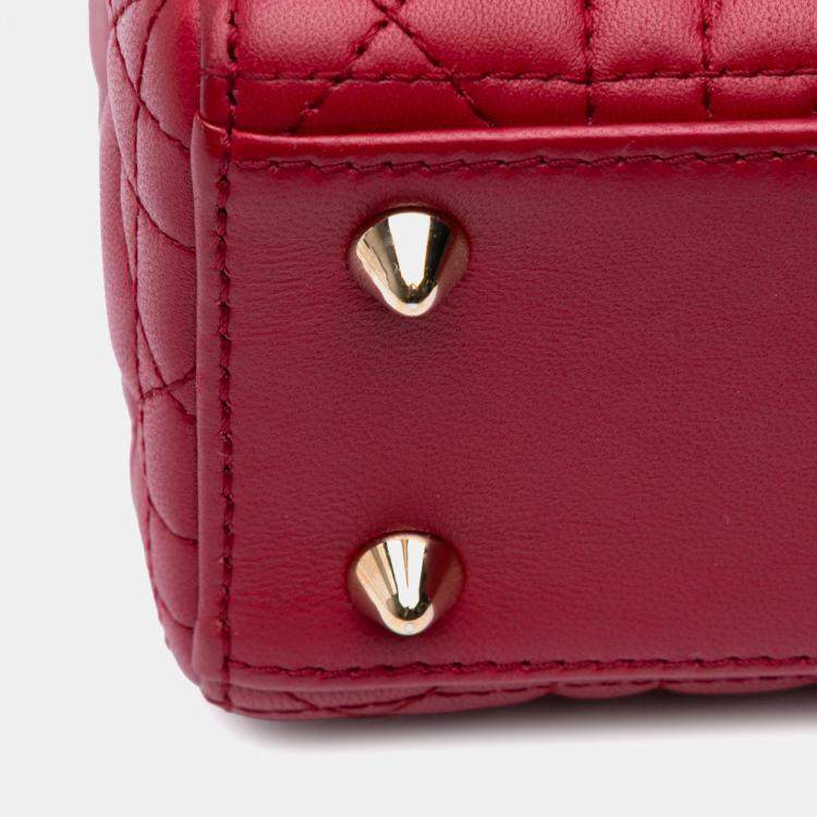 Pre Owned Dior Red Small Lambskin Cannage My ABCDior Lady Dior Bag