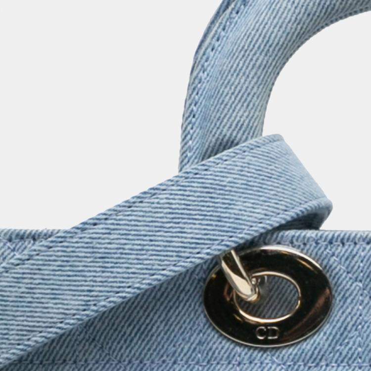 Pre Owned Dior Blue Medium Denim Cannage Lady D Joy