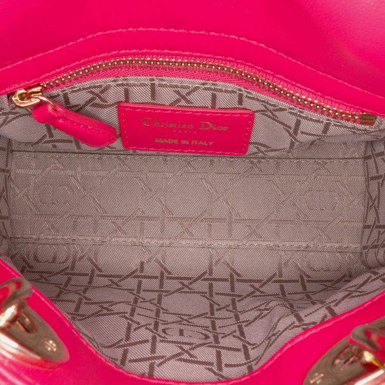 Pre Owned Dior Pink Mini Lambskin Cannage Lady Dior