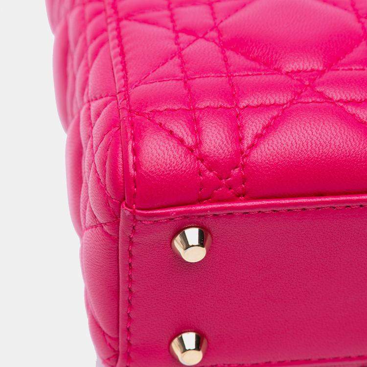 Pre Owned Dior Pink Mini Lambskin Cannage Lady Dior