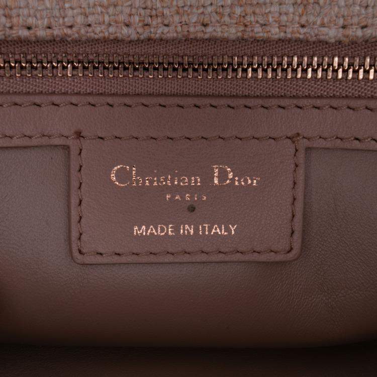 Pre Owned Dior Pink Small Tweed Macrocannage Caro Bag