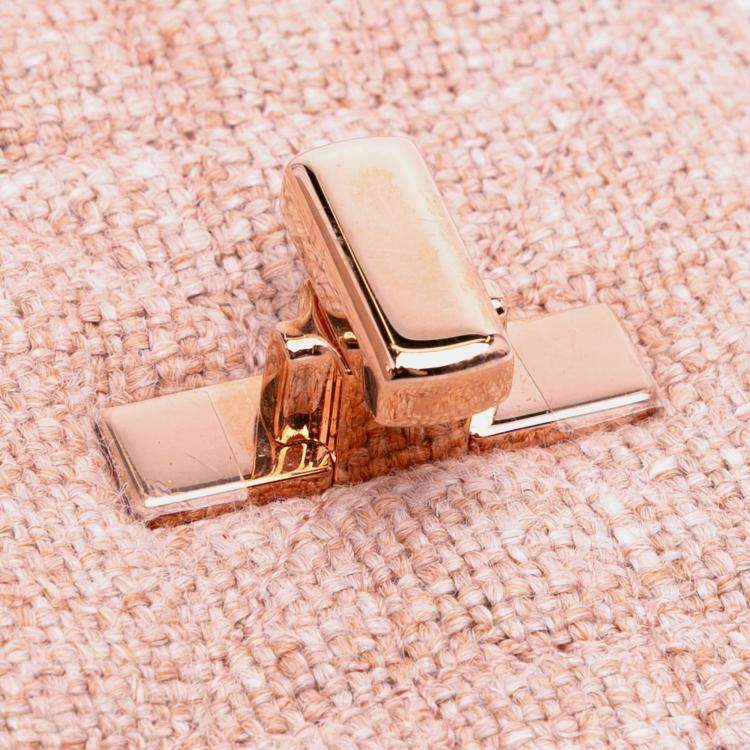Pre Owned Dior Pink Small Tweed Macrocannage Caro Bag