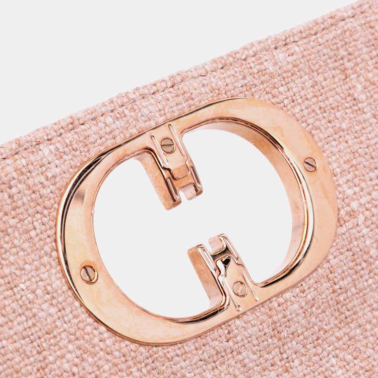 Pre Owned Dior Pink Small Tweed Macrocannage Caro Bag