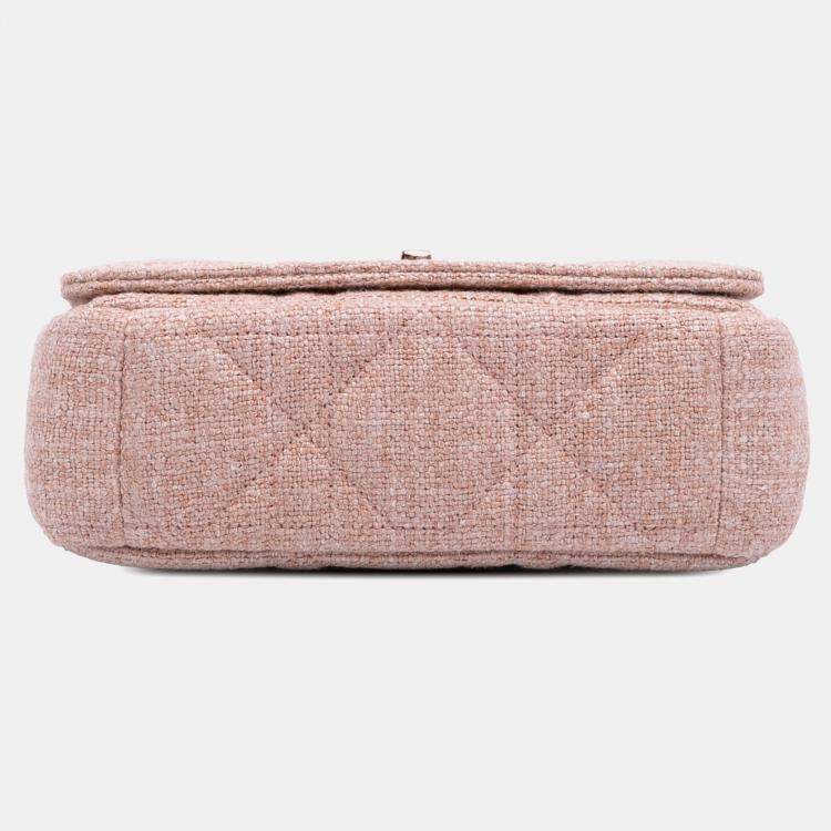 Pre Owned Dior Pink Small Tweed Macrocannage Caro Bag
