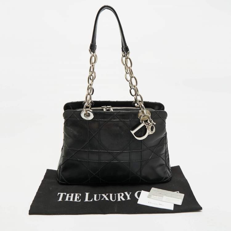 مملوكة مسبقًا Dior Black Cannage Leather Soft Lady Dior Satchel