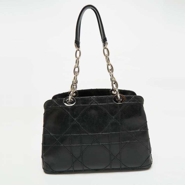 مملوكة مسبقًا Dior Black Cannage Leather Soft Lady Dior Satchel
