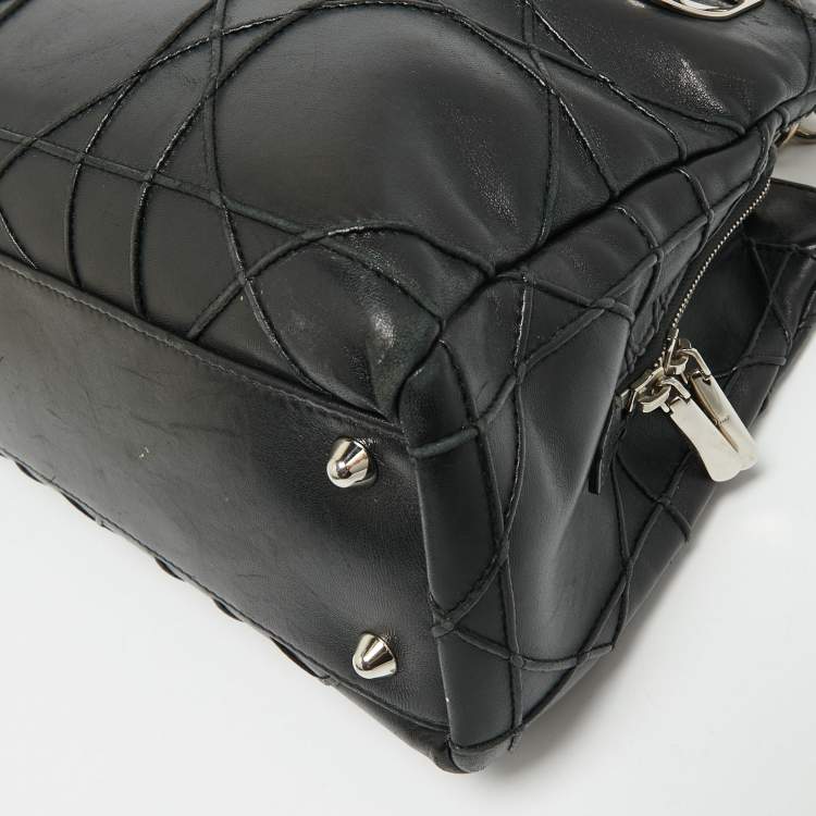 مملوكة مسبقًا Dior Black Cannage Leather Soft Lady Dior Satchel