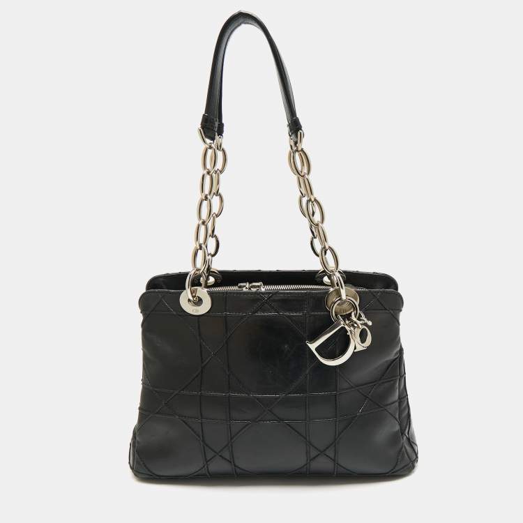 مملوكة مسبقًا Dior Black Cannage Leather Soft Lady Dior Satchel