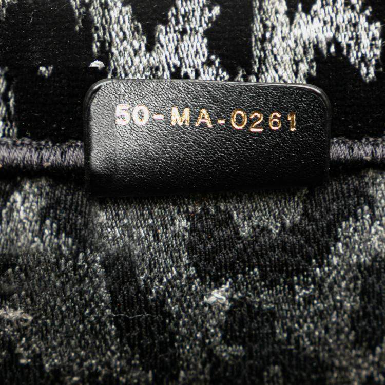 Pre Owned Dior Black Mizza Medium Embroidered Canvas Leopard Book Tote
