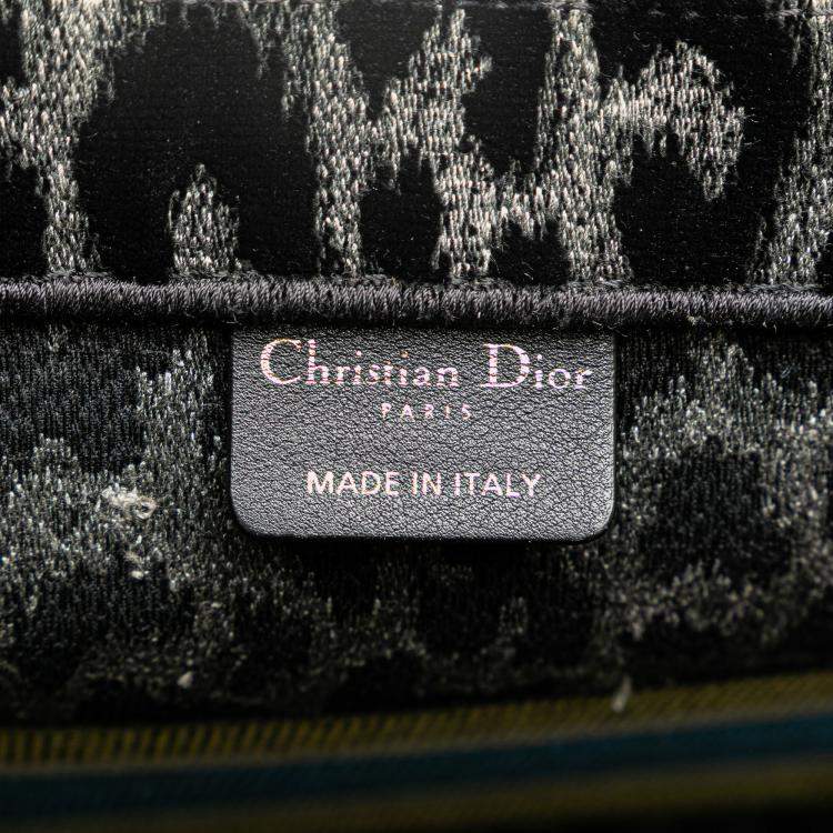 Pre Owned Dior Black Mizza Medium Embroidered Canvas Leopard Book Tote