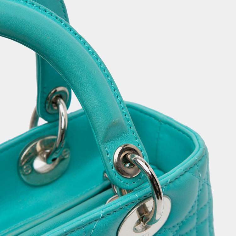 Pre Owned Dior Blue Medium Lambskin Cannage Lady Dior