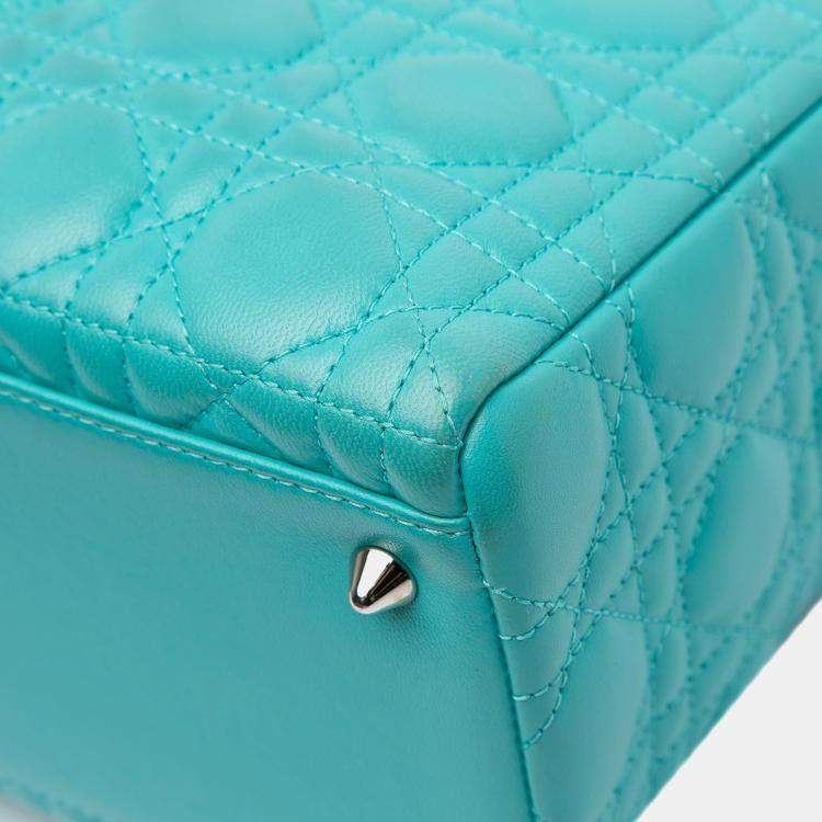 Pre Owned Dior Blue Medium Lambskin Cannage Lady Dior