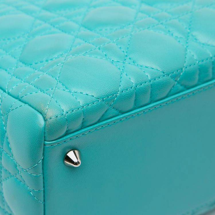 Pre Owned Dior Blue Medium Lambskin Cannage Lady Dior