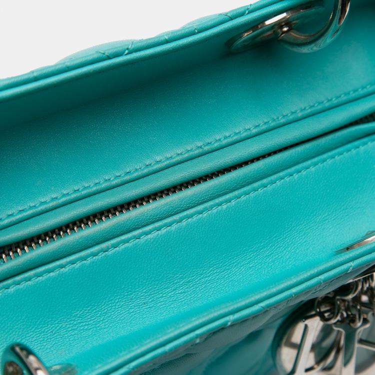 Pre Owned Dior Blue Medium Lambskin Cannage Lady Dior