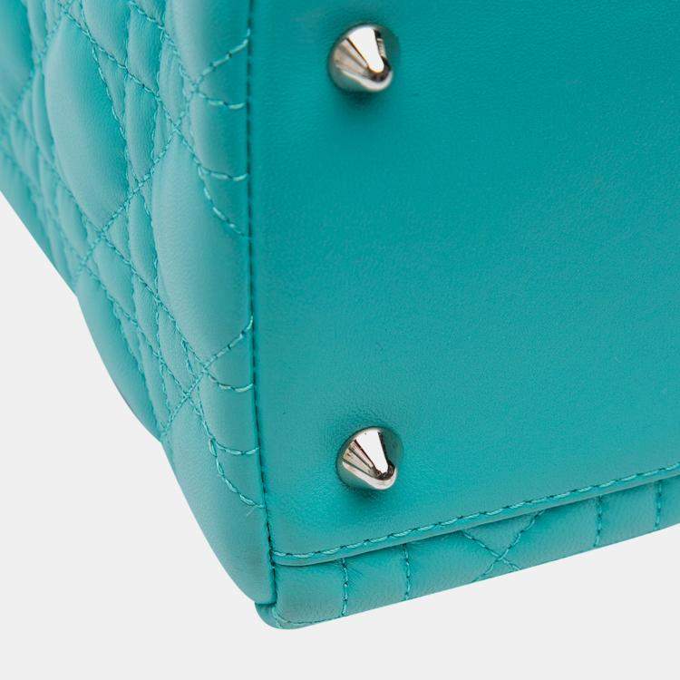 Pre Owned Dior Blue Medium Lambskin Cannage Lady Dior