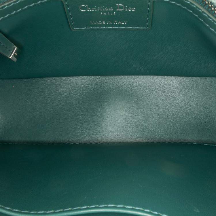 Pre Owned Dior Green Small Tweed Macrocannage Caro Bag