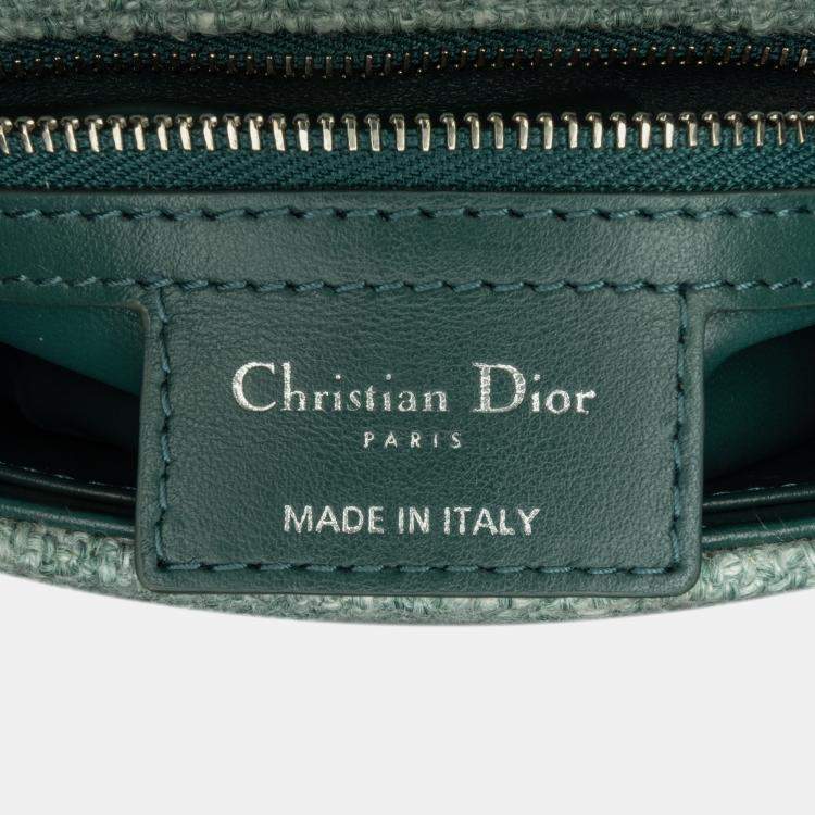 Pre Owned Dior Green Small Tweed Macrocannage Caro Bag