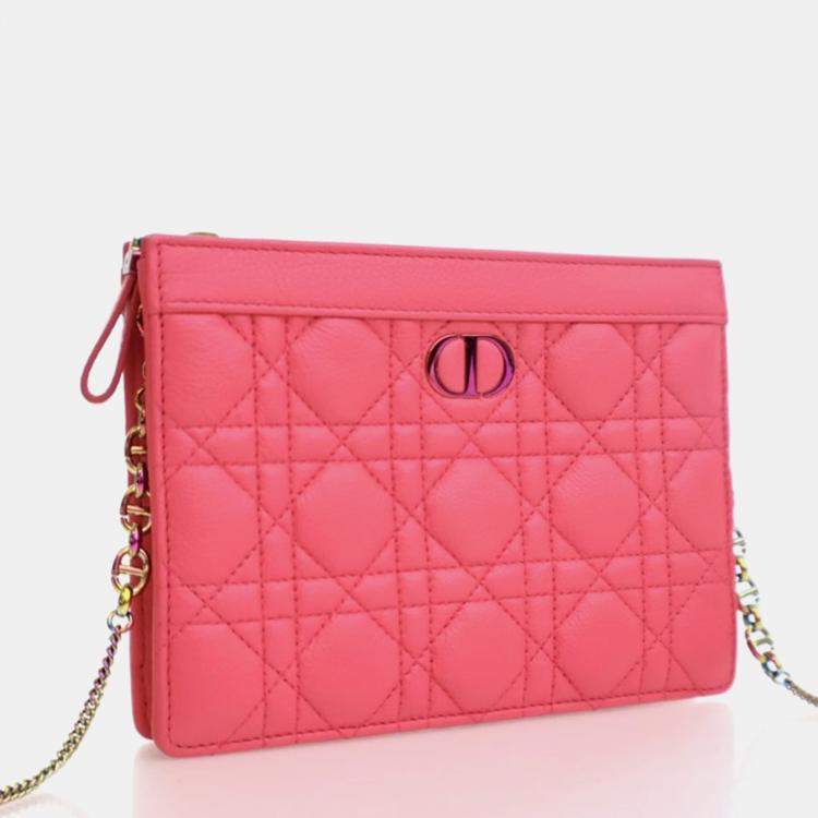 Pre Owned Dior Every Dior Caro Pink Calfskin Pouch Bag