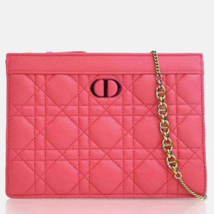 Pre Owned Dior Every Dior Caro Pink Calfskin Pouch Bag