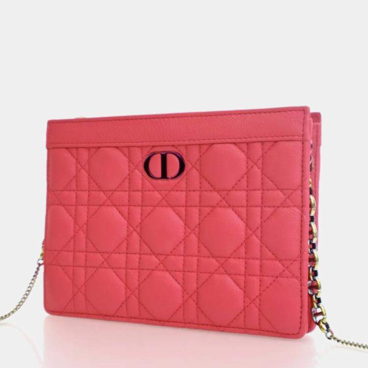 Pre Owned Dior Every Dior Caro Pink Calfskin Pouch Bag