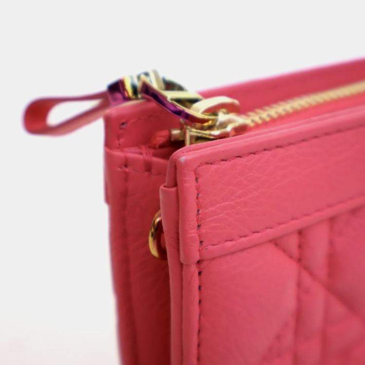 Pre Owned Dior Every Dior Caro Pink Calfskin Pouch Bag