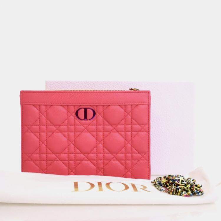 Pre Owned Dior Every Dior Caro Pink Calfskin Pouch Bag