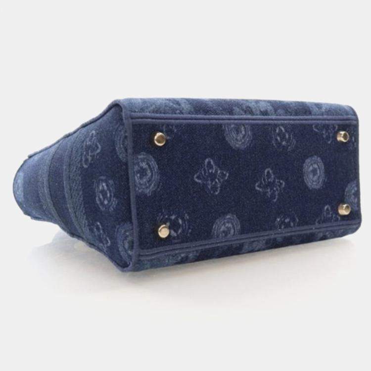 مملوكة مسبقًا Dior Lady D-Lite Medium Denim Floral Canvas Shoulder Bag