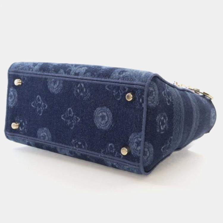 مملوكة مسبقًا Dior Lady D-Lite Medium Denim Floral Canvas Shoulder Bag